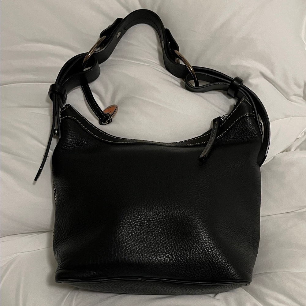 Dooney & Bourke Black Leather Shoulder Hobo with Gold Charm - Picture 7 of 12